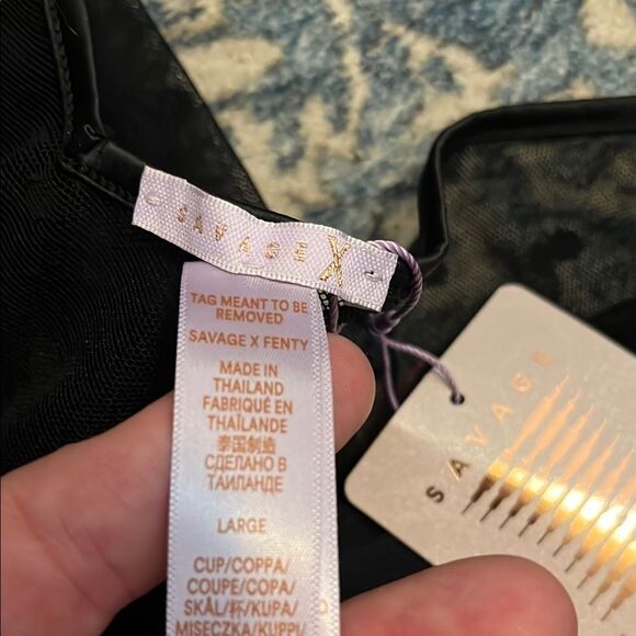 Savage X Fenty Free Spirit Black Floral Embroidered Sheer Night Slip Lingerie - Picture 15 of 16